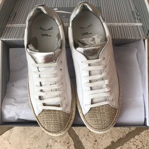 Espadrille Sneaker Voile Blanche Size 39 White and Silver